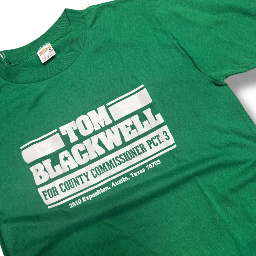 VTG 80s Sportswear Tom‎ Blackwell County Commissioner Campaign T-Shirt Green M